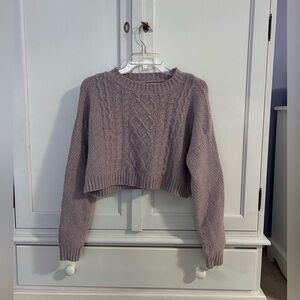 Altar'd State Lilac Cable Knit Cropped Sweater